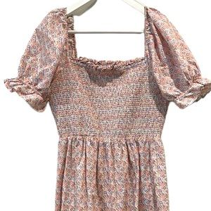 English Factory Floral Smocked Dress - Pink and White